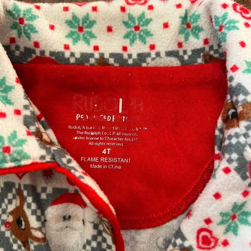 Toddler Rudolph the Red-Nosed Reindeer Santa Fair lsle Coat Pajama Set | 4T